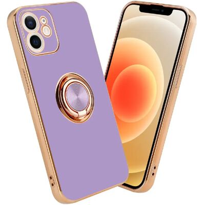 Coque en silicone violet clair pour iPhone 12 - Protection caméra & anneau - Publicité Coque en silicone violet clair pour iPhone 12 - Protection caméra & anneau - Publicité