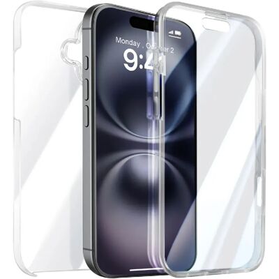 Coque transparente 360° pour iPhone 16 avec rebord de caméra élevé - Publicité Coque transparente 360° pour iPhone 16 avec rebord de caméra élevé - Publicité