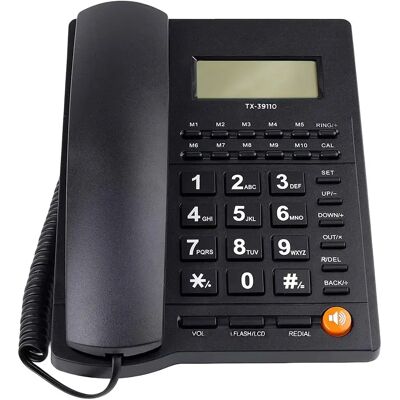 Avizar Téléphone Fixe Filaire Multifonction avec Écran LCD / Touches M1 à M10 Noir - Publicité Avizar Téléphone Fixe Filaire Multifonction avec Écran LCD / Touches M1 à M10 Noir - Publicité