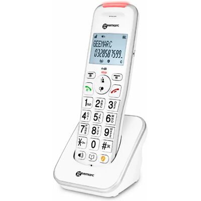 Geemarc Téléphone sans Fil Senior Liberty 200 Amplifié 30 dB avec Grosses Touches Blanc - Publicité Geemarc Téléphone sans Fil Senior Liberty 200 Amplifié 30 dB avec Grosses Touches Blanc - Publicité