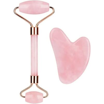 Chrono rouleau de jade et gua sha visage - Rose - Publicité Chrono rouleau de jade et gua sha visage - Rose - Publicité