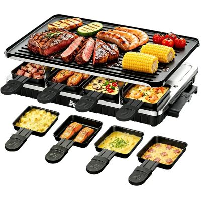 Sans Amarre Appareil à raclette électrique multifonction, grill de table avec 8 poêlons antiadhésifs, barbecue électrique pour repas conviviaux en famille - Publicité Sans Amarre Appareil à raclette électrique multifonction, grill de table avec 8 poêlons antiadhésifs, barbecue électrique pour repas conviviaux en famille - Publicité