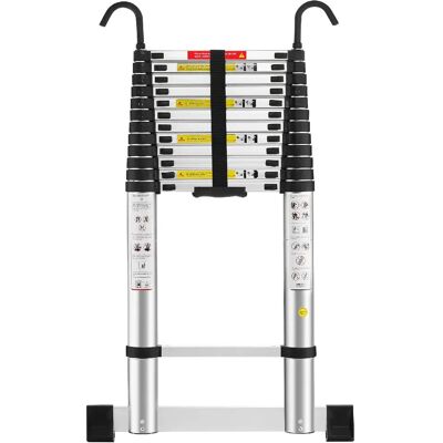 TEENO Échelle télescopique 5M en aluminium avec barre et accoudoirs amovibles - Publicité TEENO Échelle télescopique 5M en aluminium avec barre et accoudoirs amovibles - Publicité