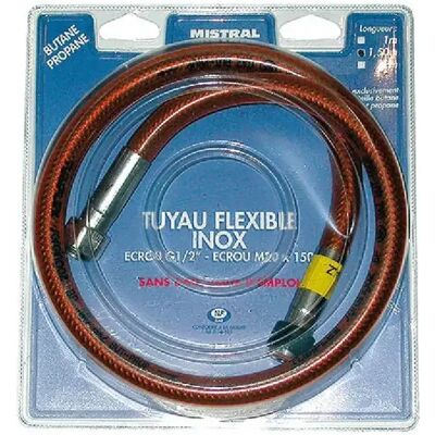 MISTRAL GAZ - TUYAU BUTANE PROP.INOX 2M - 2 m - Gas Hose - Publicité MISTRAL GAZ - TUYAU BUTANE PROP.INOX 2M - 2 m - Gas Hose - Publicité