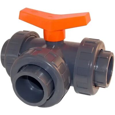 Vanne 3 voies PVC pression en T Ø 63 mm - Fitt - Publicité Vanne 3 voies PVC pression en T Ø 63 mm - Fitt - Publicité