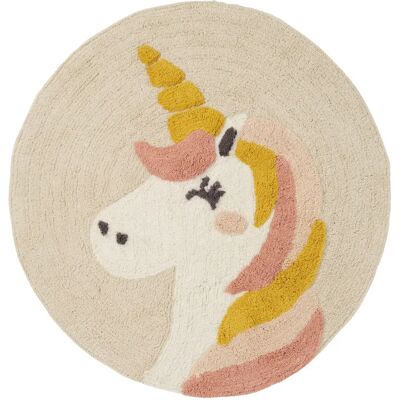 Guy Levasseur Tapis enfant rond licorne en coton 70x70cm - Publicité Guy Levasseur Tapis enfant rond licorne en coton 70x70cm - Publicité
