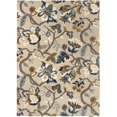 UnAmourDeTapis tapis bibliothèque 250x350 fait à la main en laine beige et bleu motif floral - Publicité UnAmourDeTapis tapis bibliothèque 250x350 fait à la main en laine beige et bleu motif floral - Publicité