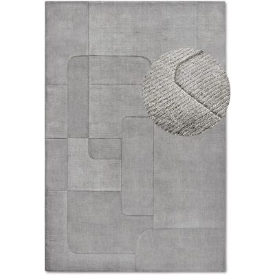 UnAmourDeTapis Tapis salon 190 x 280 cm, gris, géométrique en relief, laine tissée main, CHARLOTTE - Publicité UnAmourDeTapis Tapis salon 190 x 280 cm, gris, géométrique en relief, laine tissée main, CHARLOTTE - Publicité