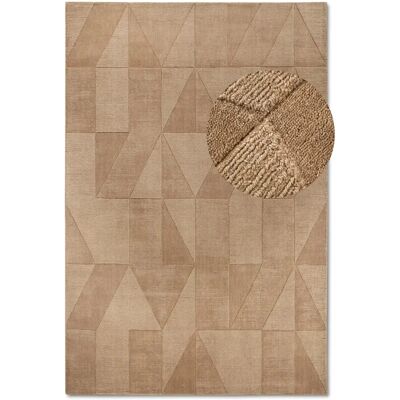 UnAmourDeTapis Tapis chambre 120 x 170 cm, beige, marron, laine tissée à main, motif géométrique, URSULE - Publicité UnAmourDeTapis Tapis chambre 120 x 170 cm, beige, marron, laine tissée à main, motif géométrique, URSULE - Publicité