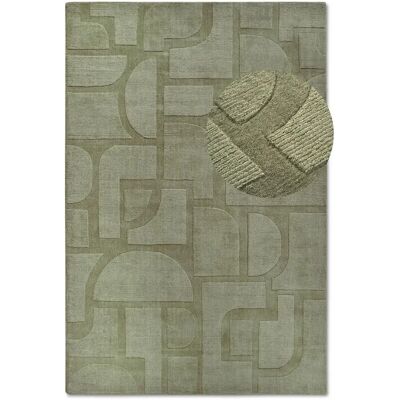 UnAmourDeTapis Tapis chambre 80 x 150 cm vert et marron, laine authentique, motif géométrique, ALEXIS - Publicité UnAmourDeTapis Tapis chambre 80 x 150 cm vert et marron, laine authentique, motif géométrique, ALEXIS - Publicité