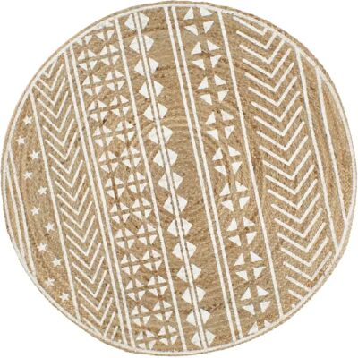 Vidaxl - Alfombra de yute tejida a mano con estampado blanco 150 cm - Tapis - Publicité Vidaxl - Alfombra de yute tejida a mano con estampado blanco 150 cm - Tapis - Publicité