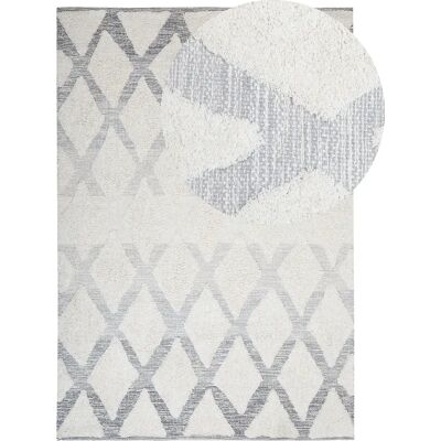 Tapis en coton beige Beliani - 140x200cm Style Moderne - Publicité Tapis en coton beige Beliani - 140x200cm Style Moderne - Publicité
