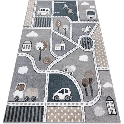 RugsX - Tapis Fun Streets pour Enfants, Gris, 80x150cm - Publicité RugsX - Tapis Fun Streets pour Enfants, Gris, 80x150cm - Publicité