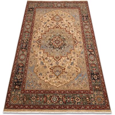 Tapis en laine KESHAN - Vintage Beige / Marine - 200x290cm - Publicité Tapis en laine KESHAN - Vintage Beige / Marine - 200x290cm - Publicité