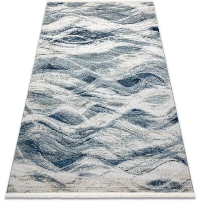 RugsX Distin 0849A Tapis moderne bleu marine / bleu / blanc - Vagues, vintage, franges - Publicité RugsX Distin 0849A Tapis moderne bleu marine / bleu / blanc - Vagues, vintage, franges - Publicité