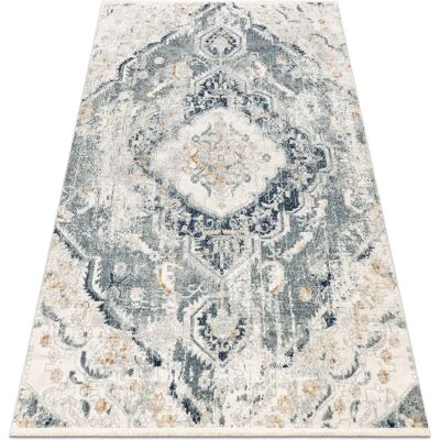 Tapis moderne RugsX Distin 0816A bleu / vert clair / blanc - Vintage, franges - Publicité Tapis moderne RugsX Distin 0816A bleu / vert clair / blanc - Vintage, franges - Publicité