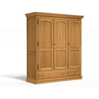 Decopin Armoire 3 portes avec tiroirs - Bois clair - Publicité Decopin Armoire 3 portes avec tiroirs - Bois clair - Publicité