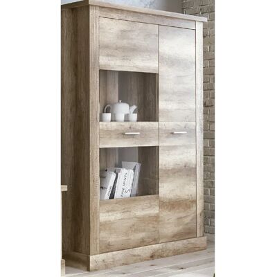 Pegane Armoire vitrine - Chêne vieilli - 125x41x174 cm - Vitrine - Publicité Pegane Armoire vitrine - Chêne vieilli - 125x41x174 cm - Vitrine - Publicité