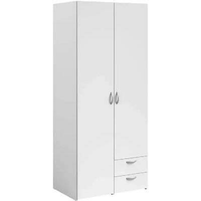 PARISOT Varia Armoire blanche avec 2 portes et 2 tiroirs - 81cm L x 185cm H - Publicité PARISOT Varia Armoire blanche avec 2 portes et 2 tiroirs - 81cm L x 185cm H - Publicité
