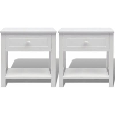 Mobikasa Ensemble de 2 Tables de Nuit en Bois Blanc - Set de Nuits - Publicité Mobikasa Ensemble de 2 Tables de Nuit en Bois Blanc - Set de Nuits - Publicité