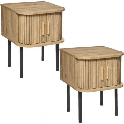 Toilinux Lot de 2 Tables de chevet 2 portes Colva - Beige - Publicité Toilinux Lot de 2 Tables de chevet 2 portes Colva - Beige - Publicité