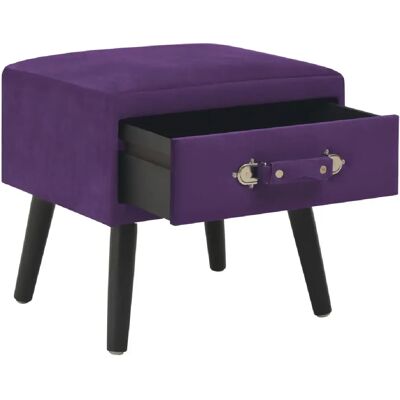 Helloshop26 Table de chevet velours - Violet - Publicité Helloshop26 Table de chevet velours - Violet - Publicité