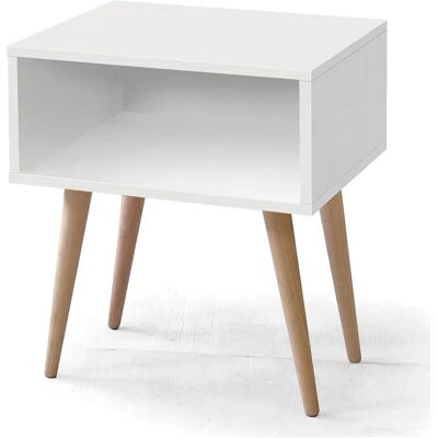 Pegane Table de chevet - Blanc - Publicité Pegane Table de chevet - Blanc - Publicité