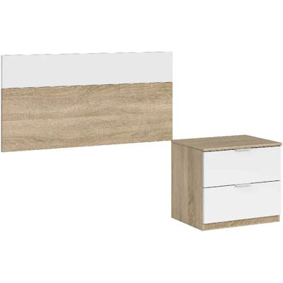 Dmora Table de nuit Honolulu - Moderne, Deux tiroirs, Bois, Blanc - Publicité Dmora Table de nuit Honolulu - Moderne, Deux tiroirs, Bois, Blanc - Publicité