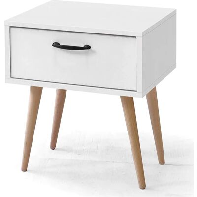 Pegane table de chevet - Blanc - Publicité Pegane table de chevet - Blanc - Publicité