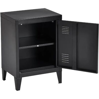 Helloshop26 Lot de 2 tables de chevet avec rangement - Noir - Publicité Helloshop26 Lot de 2 tables de chevet avec rangement - Noir - Publicité