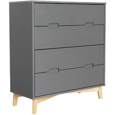 Pegane Commode 4 tiroirs - Anthracite - Publicité Pegane Commode 4 tiroirs - Anthracite - Publicité