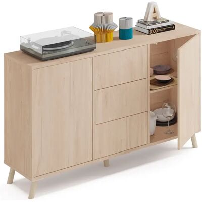 Pegane - Buffet 2 portes 4 tiroirs - Naturel clair - 90x140x40 cm - Buffet - Publicité Pegane - Buffet 2 portes 4 tiroirs - Naturel clair - 90x140x40 cm - Buffet - Publicité