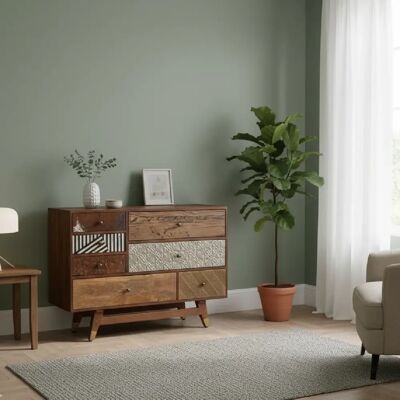 BOIS & CHIFFONS Commode multi-matériaux - Publicité BOIS & CHIFFONS Commode multi-matériaux - Publicité