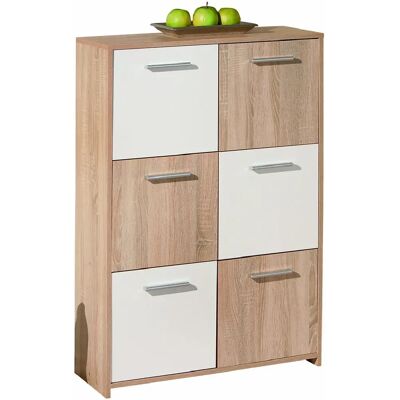 Pegane Commode 6 portes - Blanc - Publicité Pegane Commode 6 portes - Blanc - Publicité