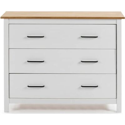 Pegane Commode en pin 3 tiroirs - Blanc - Publicité Pegane Commode en pin 3 tiroirs - Blanc - Publicité
