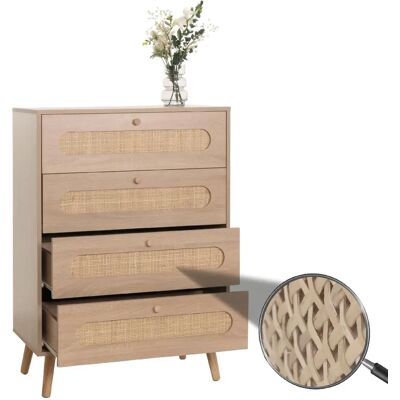 Mendler Commode rotin kubu et bois - Marron - Publicité Mendler Commode rotin kubu et bois - Marron - Publicité