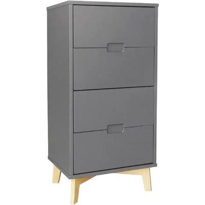 Pegane Chiffonnier 4 tiroirs - Anthracite - Publicité Pegane Chiffonnier 4 tiroirs - Anthracite - Publicité