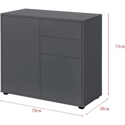 Helloshop26 Commode 2 tiroirs 2 portes Paarl - Gris foncé - Publicité Helloshop26 Commode 2 tiroirs 2 portes Paarl - Gris foncé - Publicité