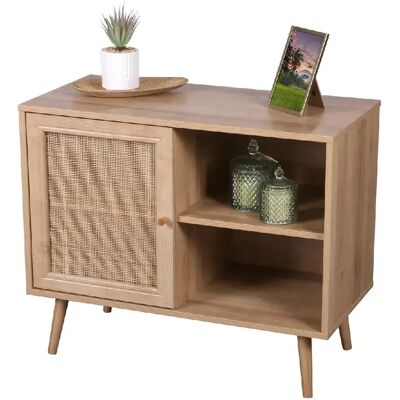 Toilinux Commode 1 porte Bali en cannage et panneaux de particules - Publicité Toilinux Commode 1 porte Bali en cannage et panneaux de particules - Publicité