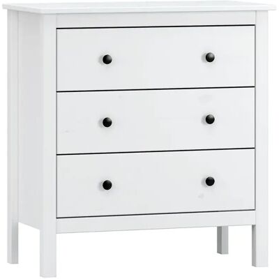 Pegane Commode 3 tiroirs - Blanc - Publicité Pegane Commode 3 tiroirs - Blanc - Publicité