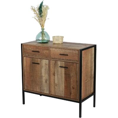 Toilinux Commode Riverside - 2 tiroirs et 2 portes - Largeur 84 cm - Métal et Bois - Publicité Toilinux Commode Riverside - 2 tiroirs et 2 portes - Largeur 84 cm - Métal et Bois - Publicité