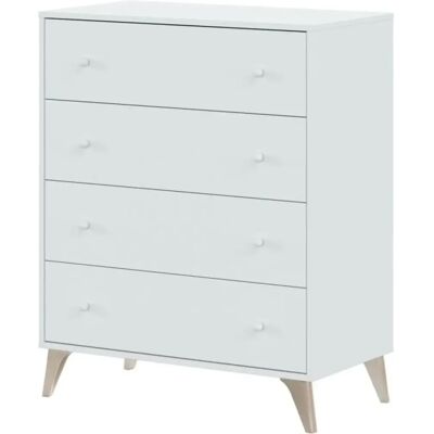 Pegane Commode 4 tiroirs - Blanc - Publicité Pegane Commode 4 tiroirs - Blanc - Publicité