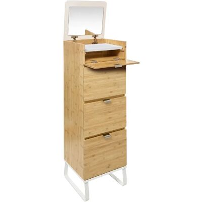 ATMOSPHERA Chiffonnier en bambou Levia 3 tiroirs - Bambou et Blanc - Publicité ATMOSPHERA Chiffonnier en bambou Levia 3 tiroirs - Bambou et Blanc - Publicité