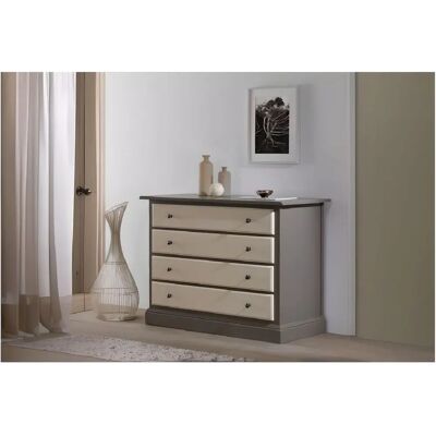 Decopin Commode 4 tiroirs - Argent - Publicité Decopin Commode 4 tiroirs - Argent - Publicité