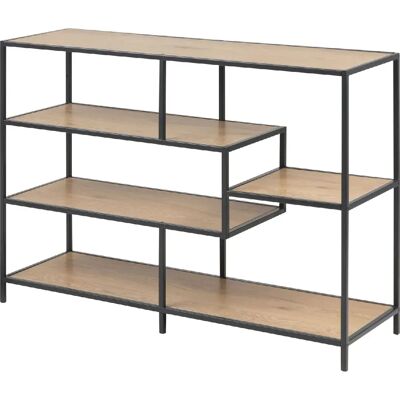 Toilinux Bibliothèque ouverte 4 étagères en MDF et métal - Beige et Noir - Publicité Toilinux Bibliothèque ouverte 4 étagères en MDF et métal - Beige et Noir - Publicité