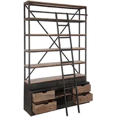 Bibliothèque industrielle J-Line avec échelle - 5 niveaux 160x45x243cm - Publicité Bibliothèque industrielle J-Line avec échelle - 5 niveaux 160x45x243cm - Publicité