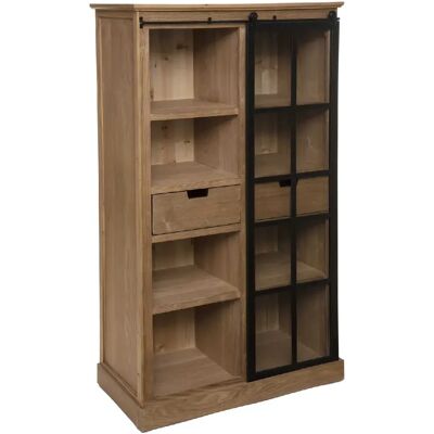 ATMOSPHERA Bibliothèque Lazare avec porte vitrée coulissante - Marron - Publicité ATMOSPHERA Bibliothèque Lazare avec porte vitrée coulissante - Marron - Publicité