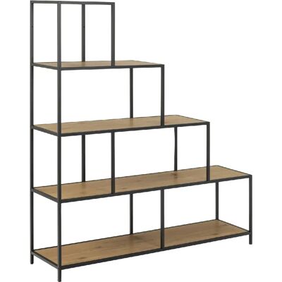 Toilinux Bibliothèque escalier sur 4 niveaux en Métal et Mélamine - H.135 cm - Noir et Beige - Publicité Toilinux Bibliothèque escalier sur 4 niveaux en Métal et Mélamine - H.135 cm - Noir et Beige - Publicité