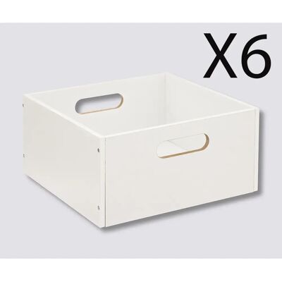Pegane Lot de 6 paniers de rangement - Blanc - Publicité Pegane Lot de 6 paniers de rangement - Blanc - Publicité