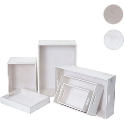 MENDLER - Ensemble de 6 boîtes décoratives en bois - blanc - Publicité MENDLER - Ensemble de 6 boîtes décoratives en bois - blanc - Publicité